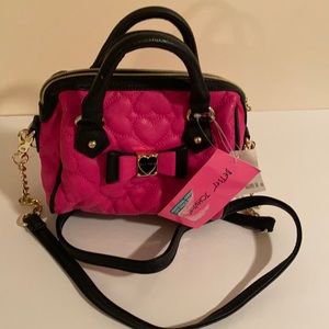 Betsey Johnson Pink Mini Satchel Quilted Love